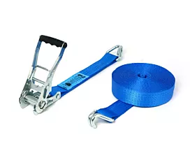 5T - Estándar Cinta de amarre - 5T - 12m - 50mm - de 2 partes - ganchos cerrados - Azul