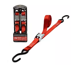 Todas Cinta de amarre - 500kg - 3m - 25mm - Hebilla y ganchos S - Rojo - 2pcs