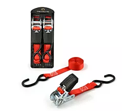 Todas Cinta de amarre - 500kg - 4m - 25mm - Tensor y ganchos S - Rojo - Alta gama - 2uds
