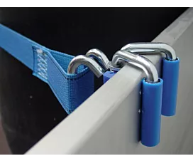 Contenedor - Redes de protección Cinta de amarre - 200kg - 3,6m - 45mm - Pinzas de esquina - Azul