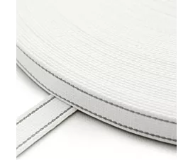 Cinta de persiana 22mm Cinta de persiana blanca con 2 rayas grises - algodón (ancho 22 mm)