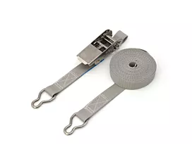 Todo - Cintas hechas a medida Cinta de amarre - 200kg - 25mm -De 2 partes - Tensor y ganchos - Acero inoxidable - Cinta piscina - Gris