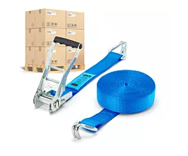 Cintas por palé 50mm Palé Cintas de amarre - 5T - 10m - 50mm - En 2 piezas - Ganchos cerrados - Azul - 256uds