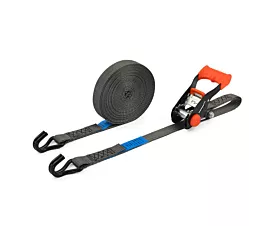 Cintas 25mm - Hechas a medida Cinta de amarre - 1,2T - 25mm - de 2 partes - Ganchos cerrados - De lujo - Gris + etiqueta propia